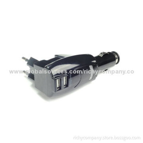 2-in-1 car charger with different plug pins for option